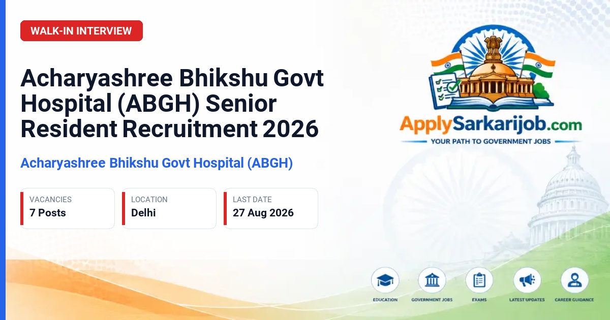 Acharyashree Bhikshu Govt. Hospital - Senior Resident Official Notification Poster & Schedule