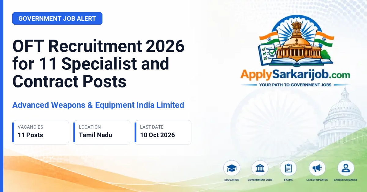 Advanced Weapons & Equipment India Limited - Specialist II, Junior Translation Officer, Hindi Typist Official Notification Poster & Schedule