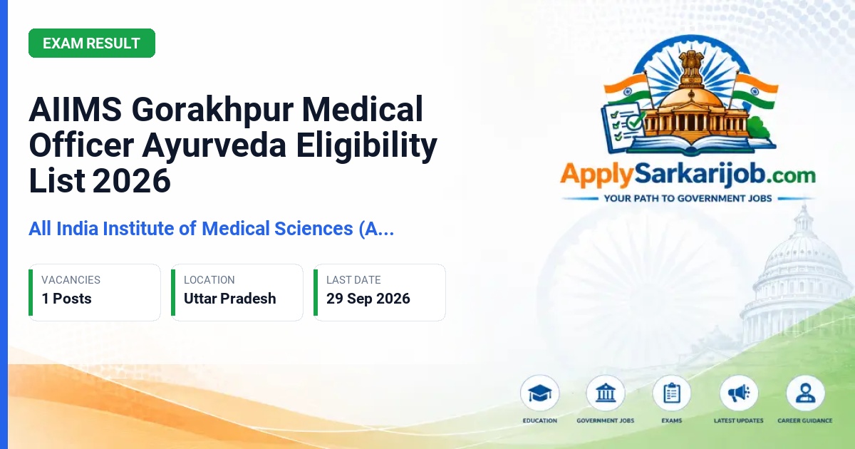 All India Institute of Medical Sciences (AIIMS) Gorakhpur - Medical Officer-Ayurveda Official Notification Poster & Schedule