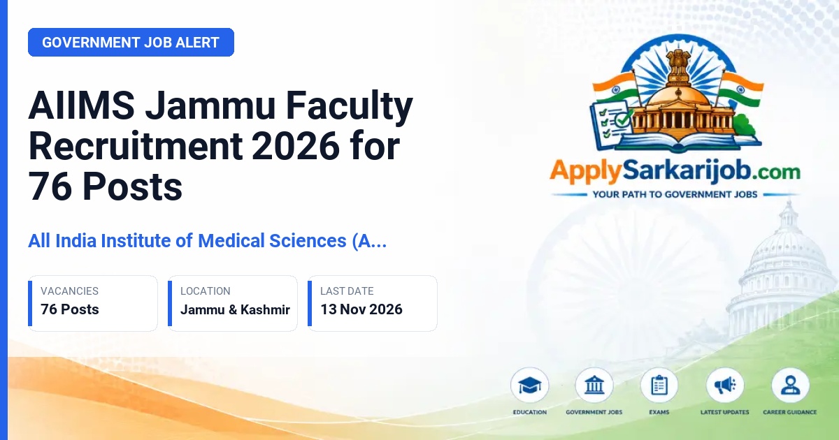 All India Institute of Medical Sciences (AIIMS), Jammu - Faculty Official Notification Poster & Schedule