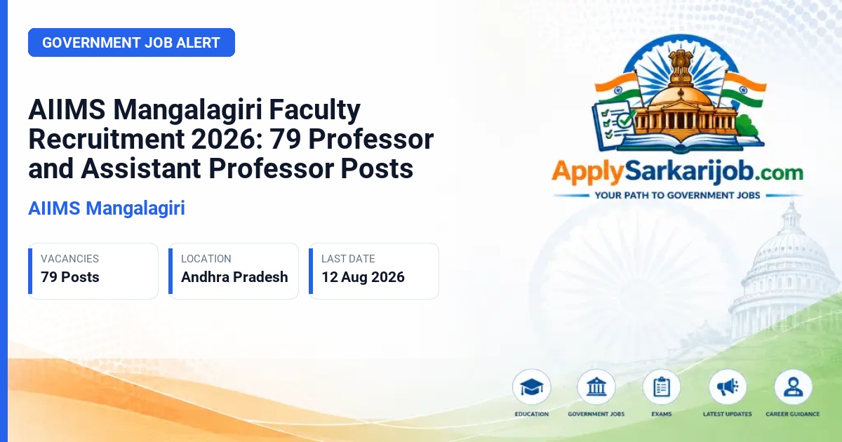 All India Institute of Medical Sciences, Mangalagiri - Professor, Additional Professor, Associate Professor, Assistant Professor Official Notification Poster & Schedule