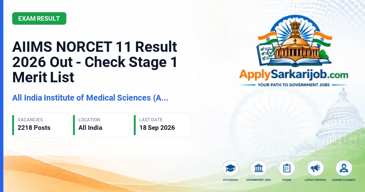 All India Institute of Medical Sciences (AIIMS) - NORCET 11 Result Official Notification Poster & Schedule