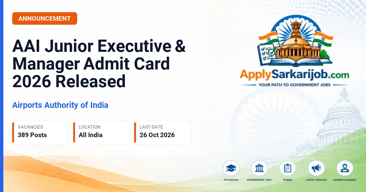 Airports Authority of India - Junior Executive & Manager Official Notification Poster & Schedule