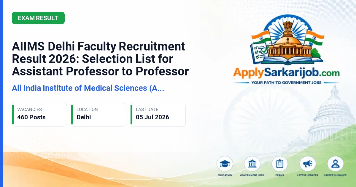 All India Institute of Medical Sciences (AIIMS) New Delhi - Assistant Professor to Professor Official Notification Poster & Schedule