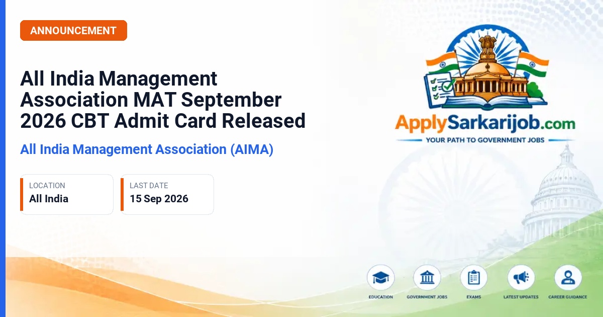 All India Management Association (AIMA) - Management Aptitude Test (MAT) - September 2026 CBT Session Official Notification Poster & Schedule