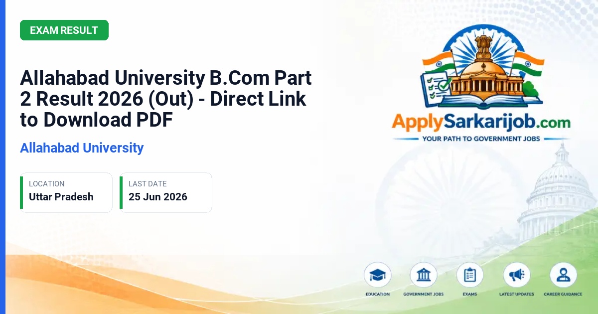 University of Allahabad - B.Com Part II Examination Result Official Notification Poster & Schedule