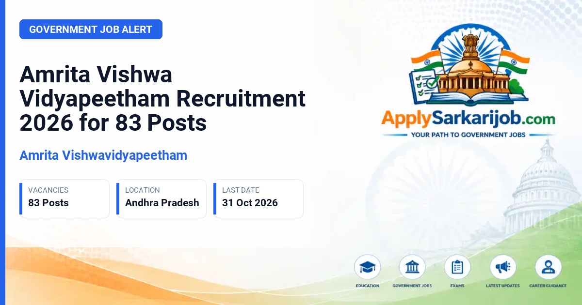 Amrita Vishwavidyapeetham - Robotics Engineer, Senior Research Assistant, Research Trainee, Marketing Staff and More Official Notification Poster & Schedule