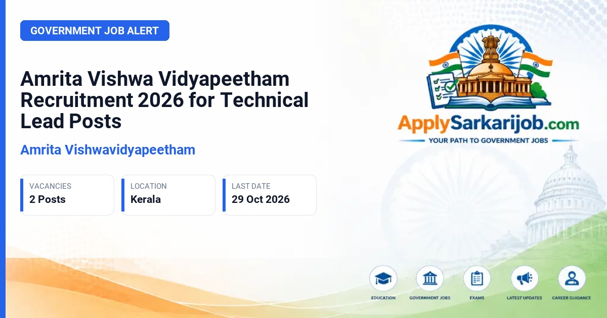 Amrita Vishwavidyapeetham - Technical Lead Official Notification Poster & Schedule