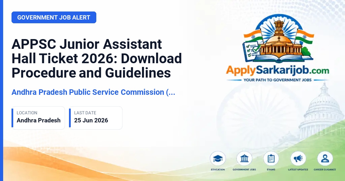 Andhra Pradesh Public Service Commission (APPSC) - Junior Assistant cum Computer Operator Official Notification Poster & Schedule