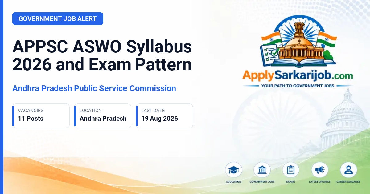 Andhra Pradesh Public Service Commission (APPSC) - Assistant Social Welfare Officer (ASWO) Official Notification Poster & Schedule