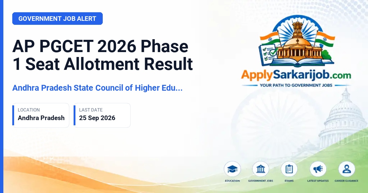 Andhra Pradesh State Council of Higher Education (APSCHE) - AP PGCET 2026 Phase 1 Seat Allotment Official Notification Poster & Schedule
