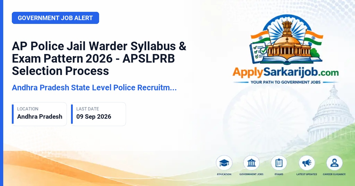 State Level Police Recruitment Board (SLPRB), Andhra Pradesh, Mangalagiri - Jail Warder Official Notification Poster & Schedule