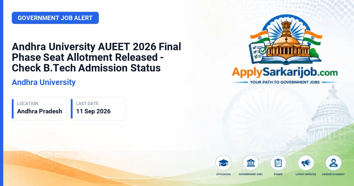 Andhra University - AUEET 2026 Final Phase Seat Allotment Official Notification Poster & Schedule