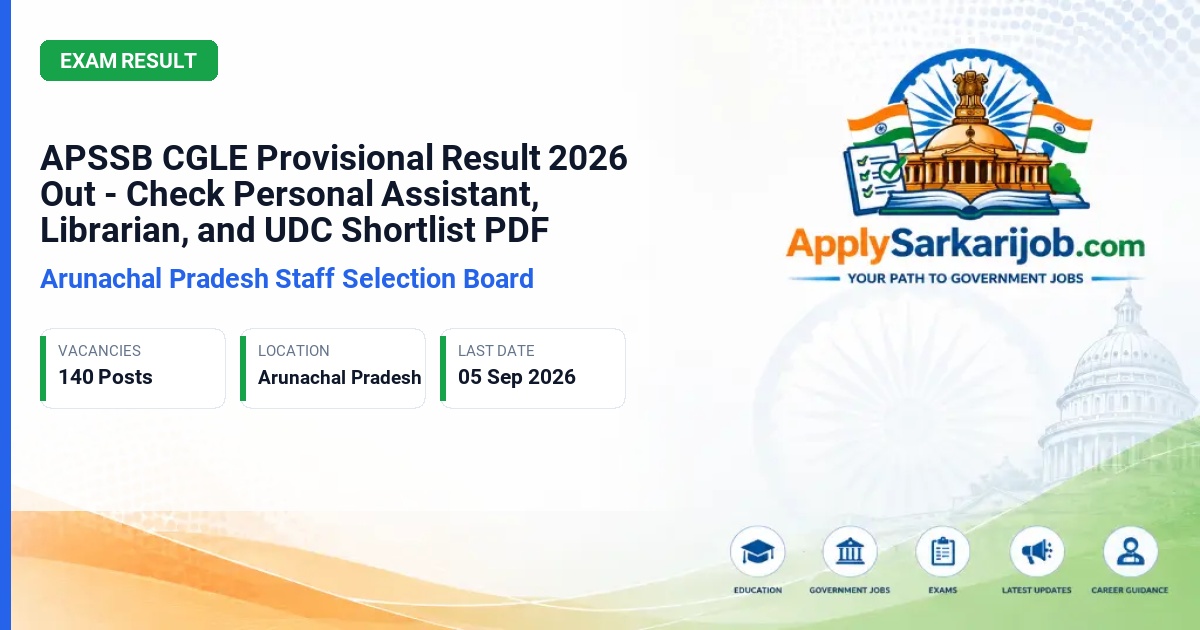 Arunachal Pradesh Staff Selection Board (APSSB) - Combined Graduate Level Examination (CGLE) 2026 Official Notification Poster & Schedule