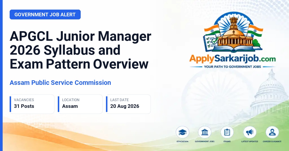 Assam Public Service Commission (APSC) - Junior Manager Official Notification Poster & Schedule