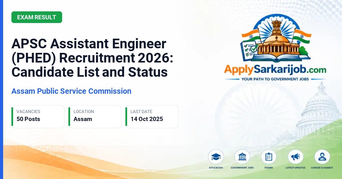 Assam Public Service Commission (APSC) - Assistant Engineer Official Notification Poster & Schedule