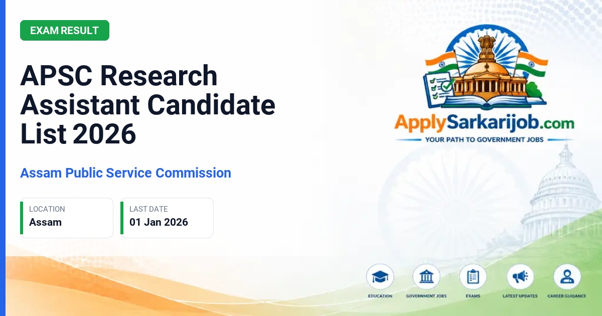 Assam Public Service Commission (APSC) - Research Assistant Official Notification Poster & Schedule