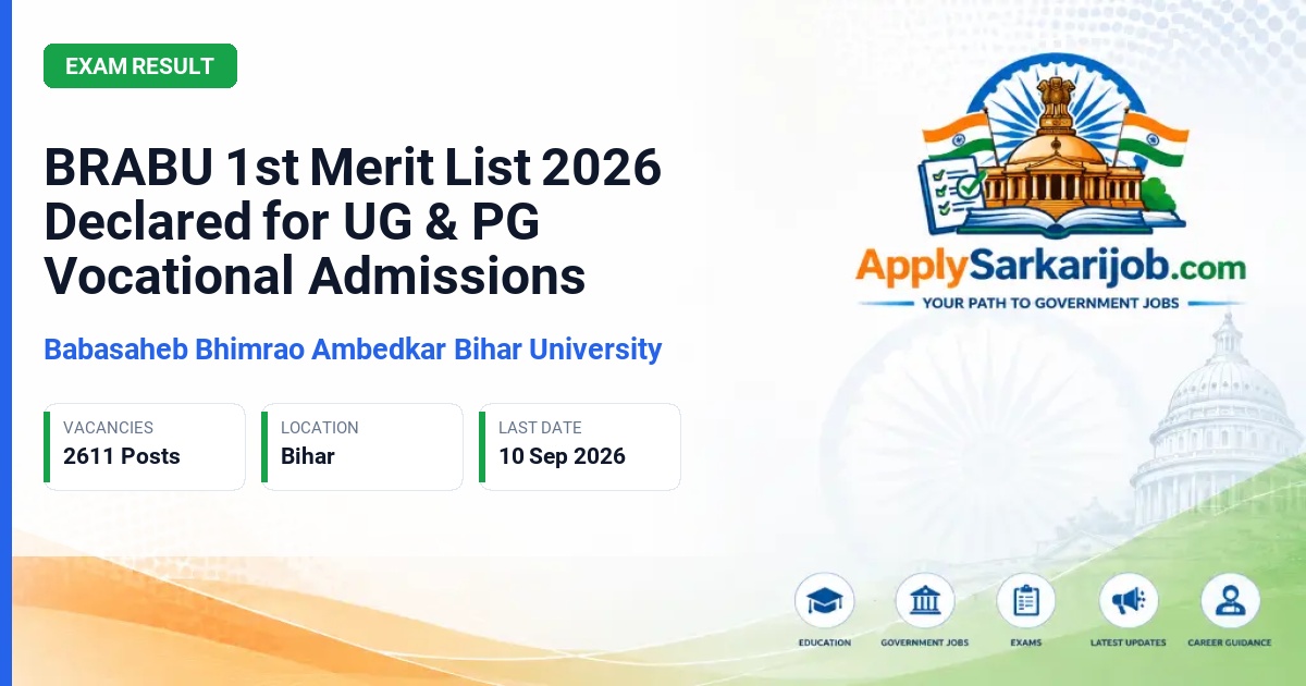 Babasaheb Bhimrao Ambedkar Bihar University - Vocational/Professional Admissions 2026 (UG & PG 1st Merit List) Official Notification Poster & Schedule