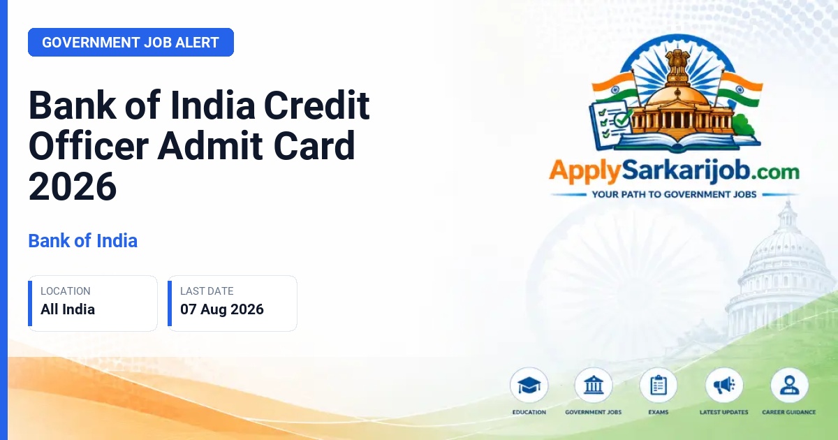 Bank of India (BOI) - Credit Officer (GBO Stream) Official Notification Poster & Schedule