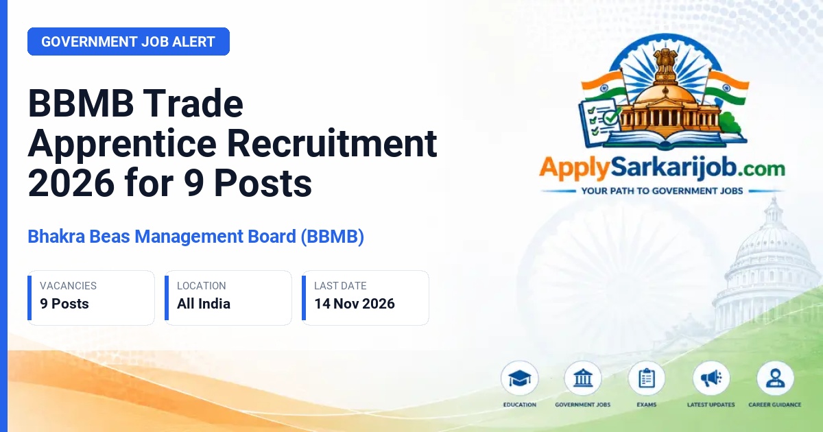 Bhakra Beas Management Board (BBMB) - Trade Apprentice Official Notification Poster & Schedule