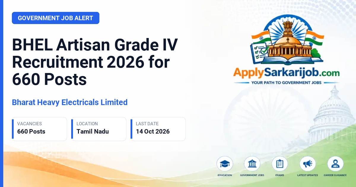 Bharat Heavy Electricals Limited - Artisan Grade IV Official Notification Poster & Schedule