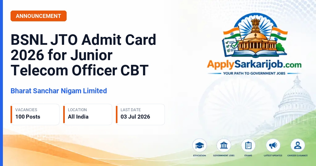 Bharat Sanchar Nigam Limited (BSNL) - Junior Telecom Officer (JTO) Official Notification Poster & Schedule