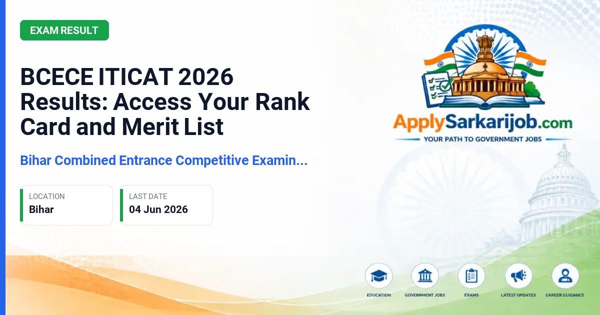 Bihar Combined Entrance Competitive Examination Board - Industrial Training Institute (ITI) Admission Official Notification Poster & Schedule