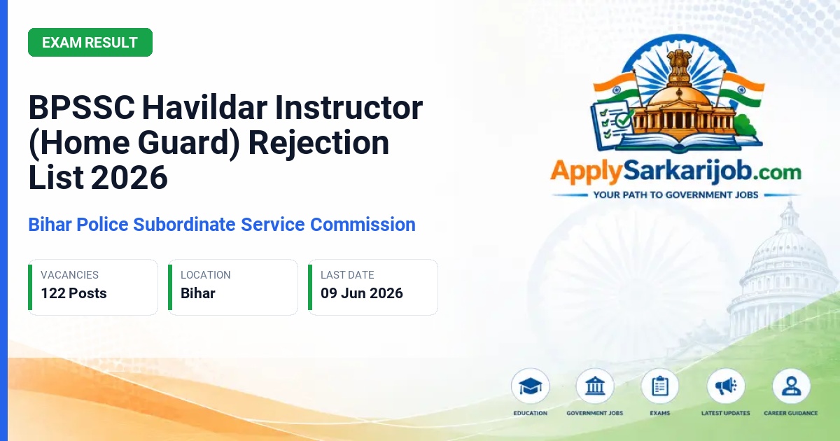 Bihar Police Sub-Ordinate Service Commission - Havildar Instructor Official Notification Poster & Schedule