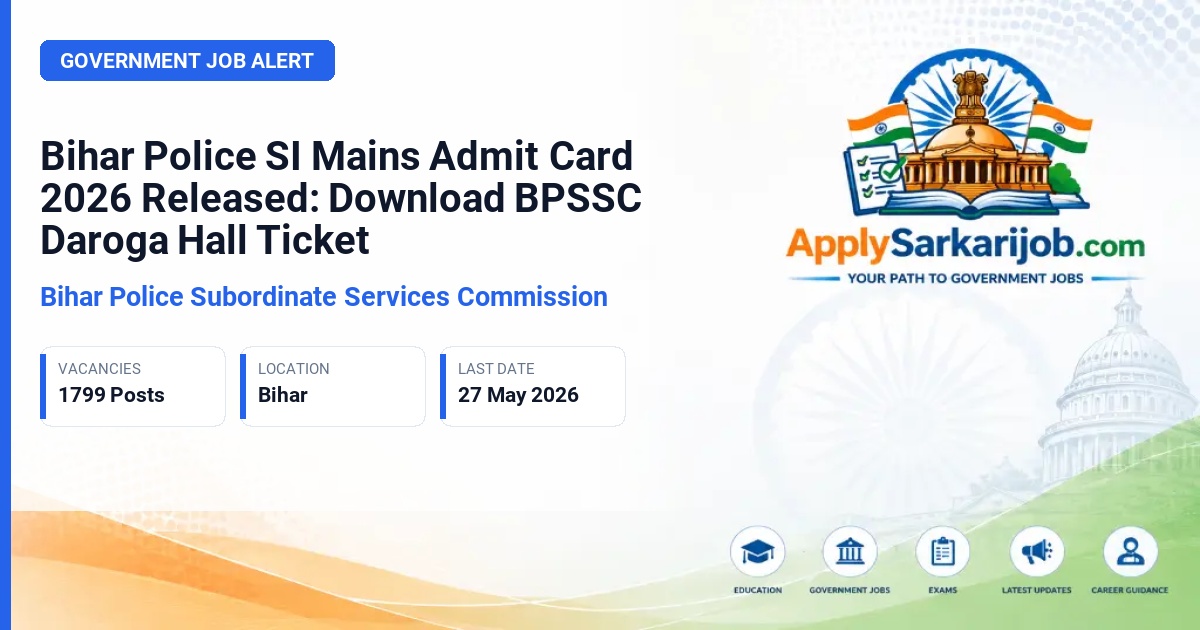 Bihar Police Subordinate Services Commission (BPSSC) - Sub Inspector (Daroga) Official Notification Poster & Schedule