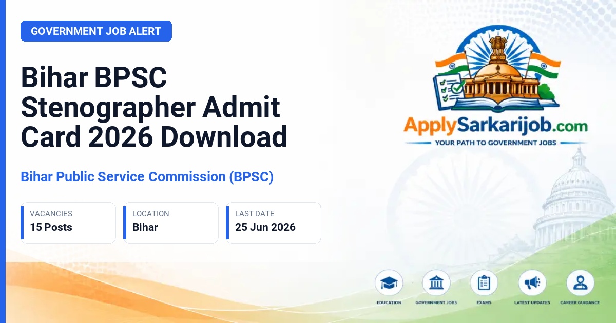 Bihar Public Service Commission (BPSC) - Stenographer Official Notification Poster & Schedule