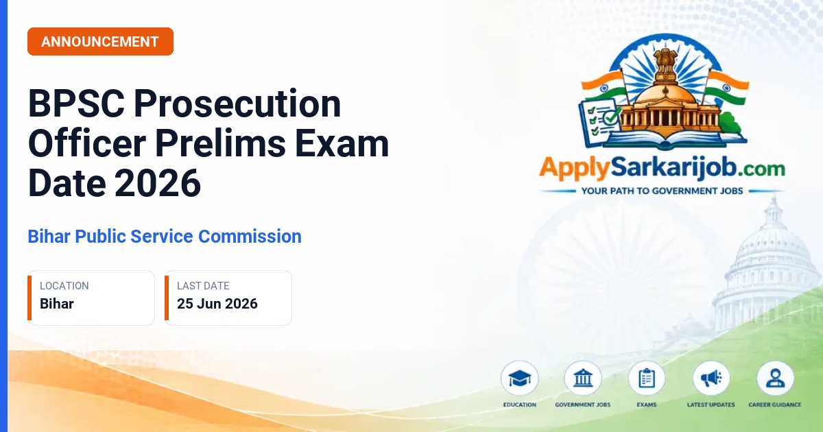 Bihar Public Service Commission (BPSC) - Prosecution Officer Official Notification Poster & Schedule