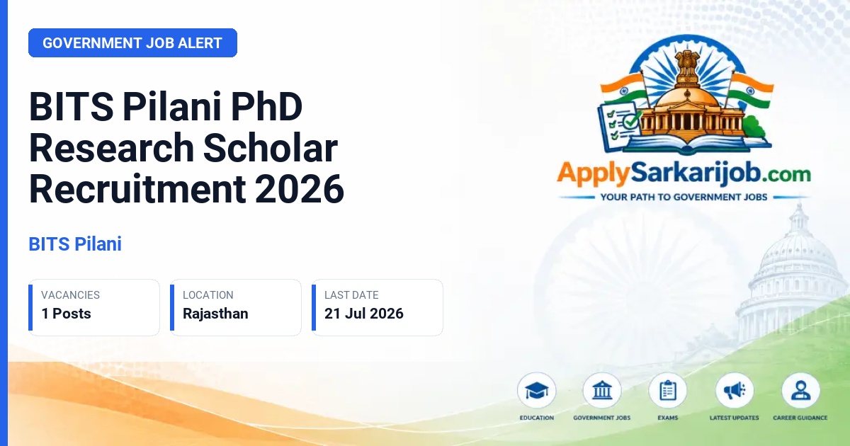 Birla Institute of Technology and Science, Pilani (BITS Pilani) - PhD Research Scholar Official Notification Poster & Schedule