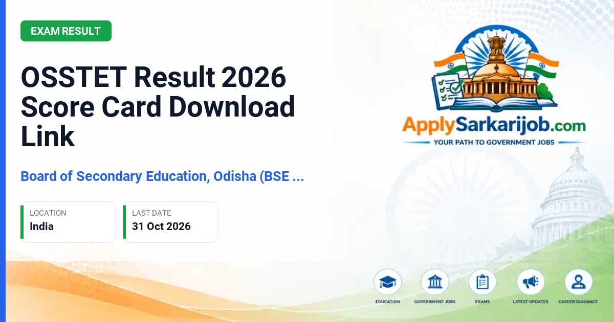 Board of Secondary Education, Odisha (BSE Odisha), Cuttack - Odisha Secondary School Teacher Eligibility Test Official Notification Poster & Schedule
