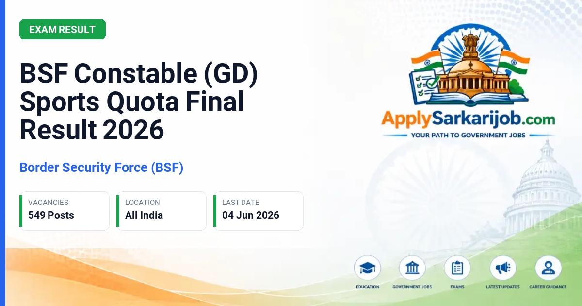 Border Security Force (BSF) - Constable (GD) Sports Quota Official Notification Poster & Schedule