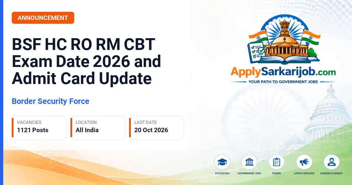 Border Security Force - Head Constable (Radio Operator and Radio Mechanic) CBT Official Notification Poster & Schedule
