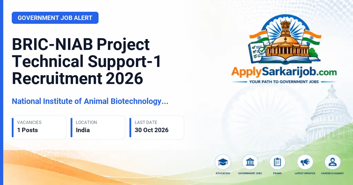 National Institute of Animal Biotechnology (NIAB) - Project Technical Support-1 Official Notification Poster & Schedule