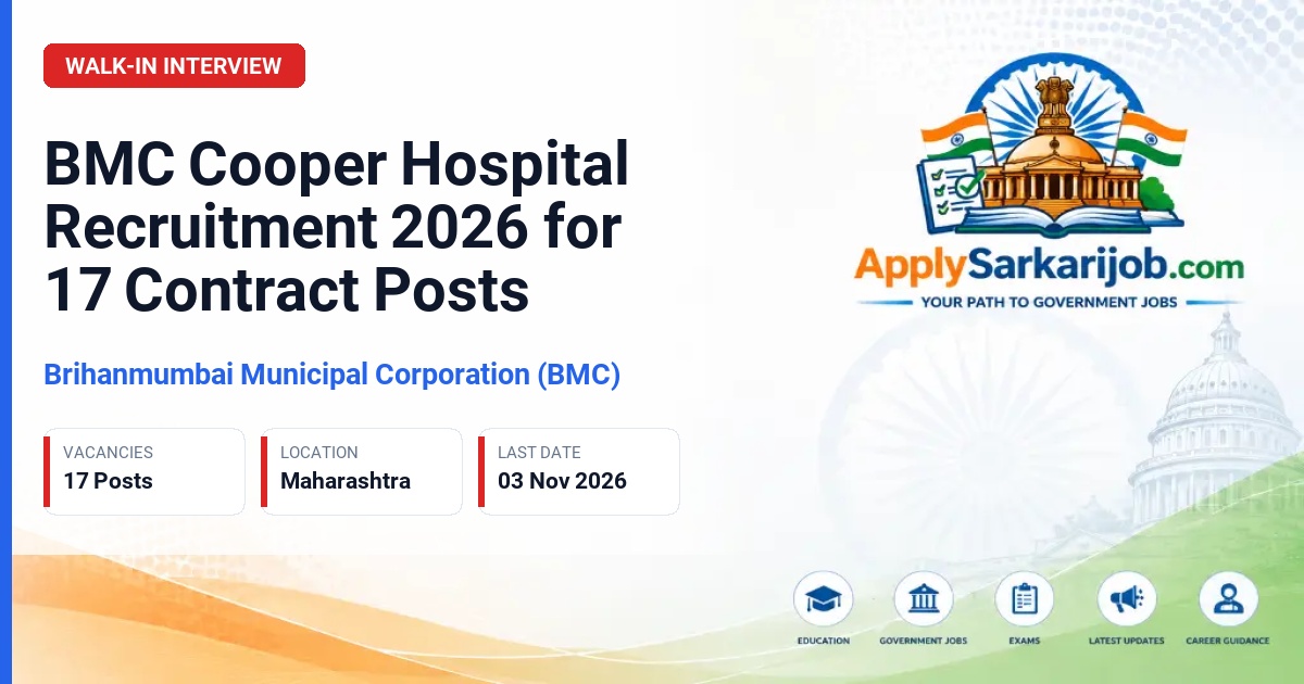 Brihanmumbai Municipal Corporation (BMC) - MRI Technician, MRI Assistant, Executive Assistant, Nurse, Multipurpose Worker Official Notification Poster & Schedule