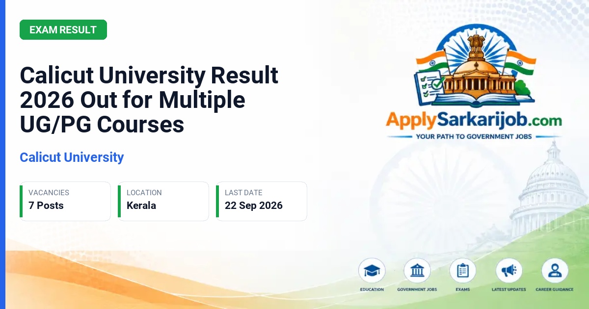 Calicut University - Multiple UG/PG Examination Results Official Notification Poster & Schedule