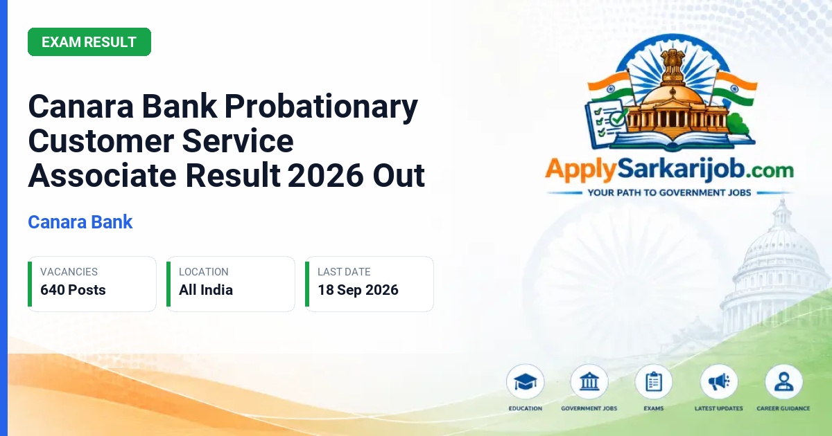 Canara Bank - Probationary Customer Service Associate Official Notification Poster & Schedule