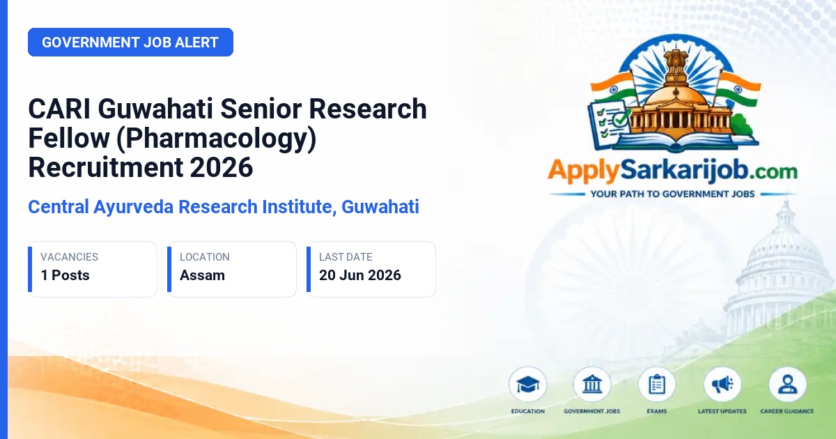 Central Ayurveda Research Institute (CARI) - Senior Research Fellow (Pharmacology) Official Notification Poster & Schedule