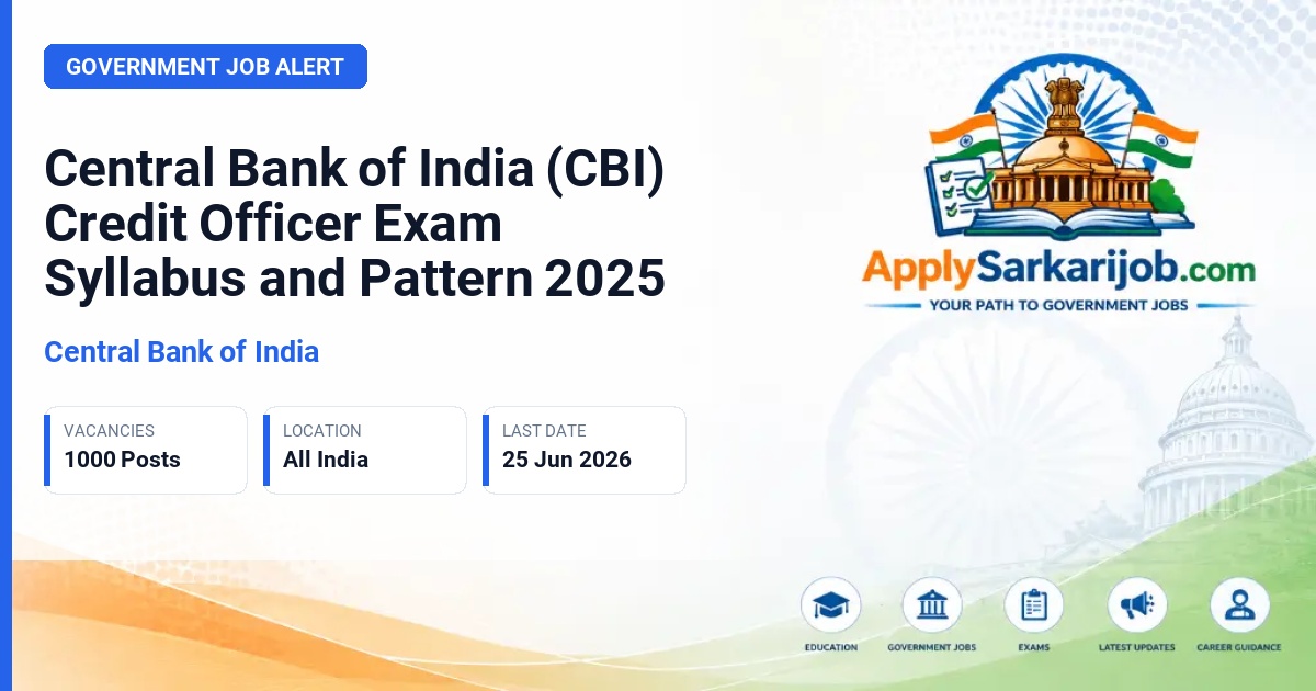 Central Bank of India - Credit Officer Official Notification Poster & Schedule