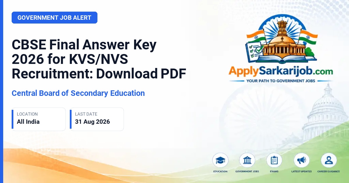 Central Board of Secondary Education (CBSE) - Assistant Section Officer, PGT, TGT Official Notification Poster & Schedule