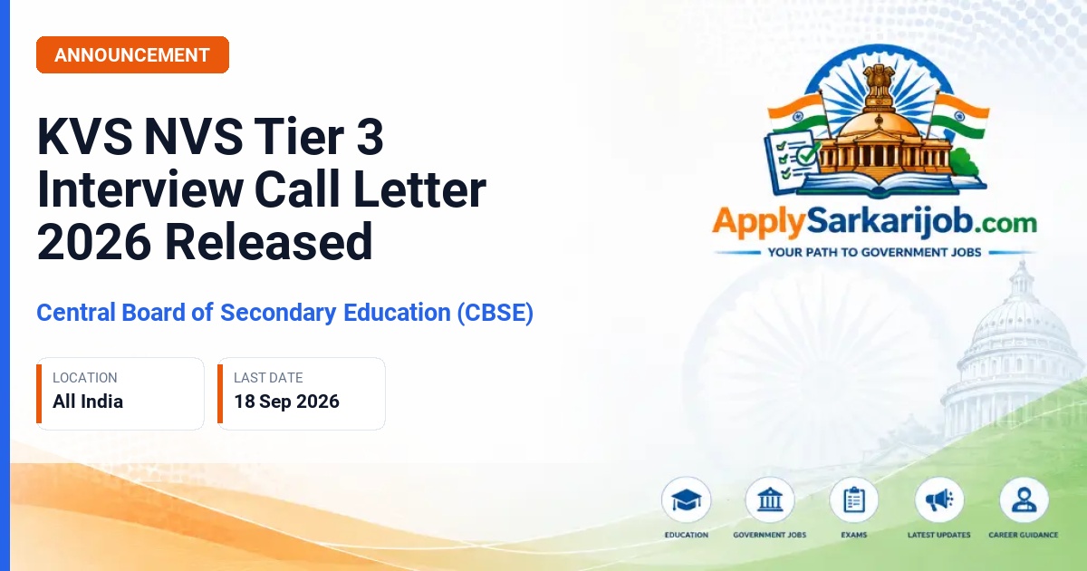 Central Board of Secondary Education (CBSE) - Tier 3 Interview Call Letter Official Notification Poster & Schedule