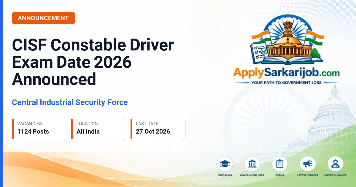 Central Industrial Security Force - Constable (Driver) and Constable (Driver-cum-Pump Operator) Official Notification Poster & Schedule