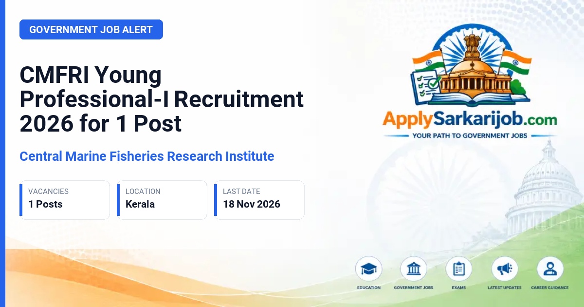 Central Marine Fisheries Research Institute - Young Professional-I Official Notification Poster & Schedule