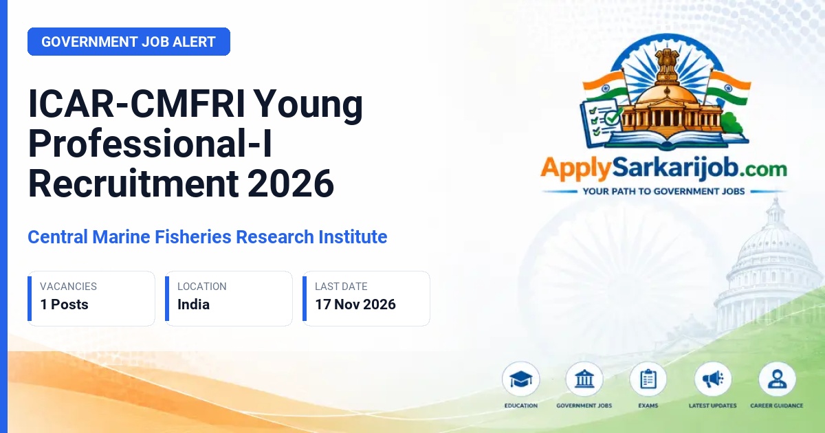 Central Marine Fisheries Research Institute - Young Professional-I Official Notification Poster & Schedule