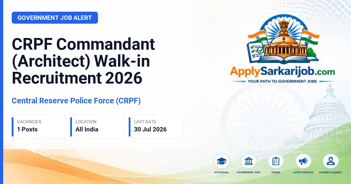 Central Reserve Police Force (CRPF) - Commandant (Architect) Official Notification Poster & Schedule