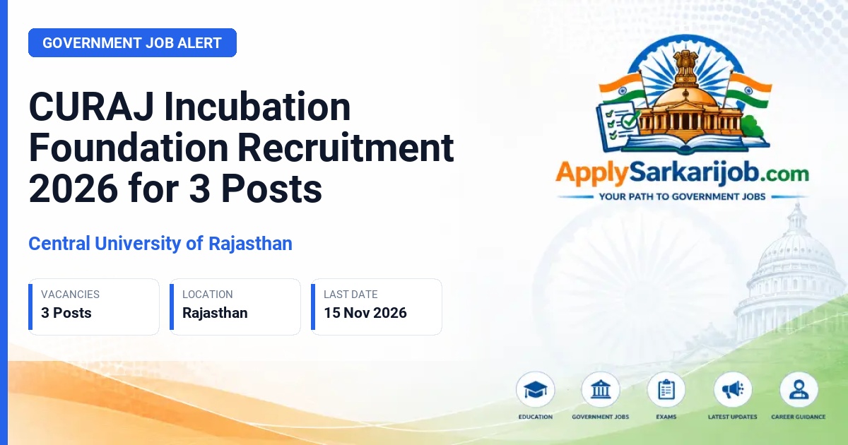 Central University of Rajasthan - Project Coordinator, Project Assistant, Office Assistant Official Notification Poster & Schedule