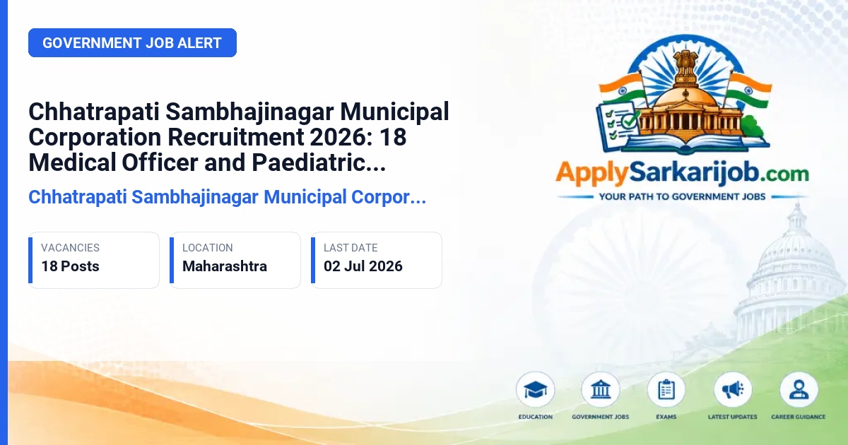 Chhatrapati Sambhajinagar Municipal Corporation (CSMC) - Paediatrician, Medical Officer Official Notification Poster & Schedule