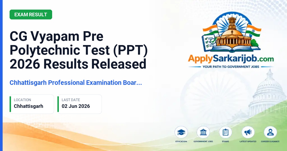 Chhattisgarh Professional Examination Board (CG Vyapam) - Pre Polytechnic Test (PPT) Admissions Official Notification Poster & Schedule